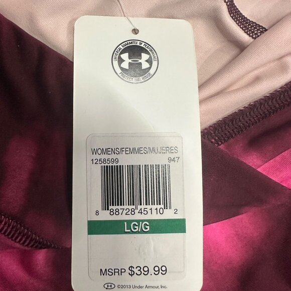 NWT Under Armour Womens L HeatGear Leggings Compression Capri Pink Tie Dye - Picture 11 of 16
